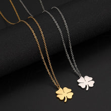 Lucky Clover Pendant Stainless Steel Double Layer Necklace