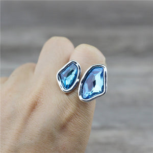 Designer Retro Irregular Crystal Antique Silver-plated Ring