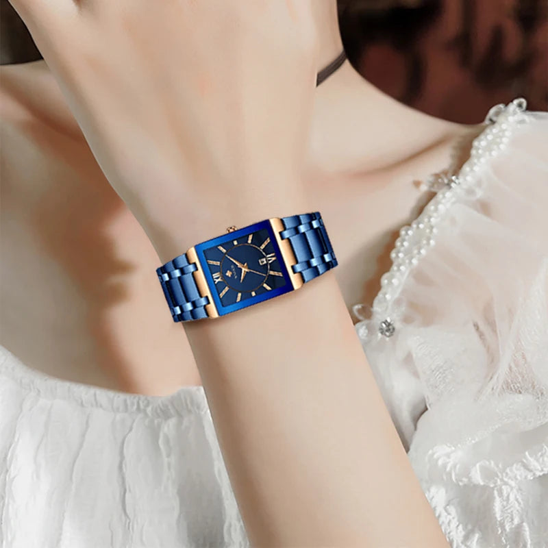 Square Face Roman Numeral Dial Ladies Watch
