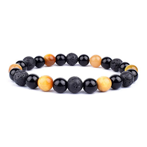 Natural Black Obsidian Hematite Tiger Eye Bead Bracelet