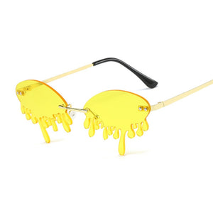 Rimless Trendy Tears Shaped Sunglasses