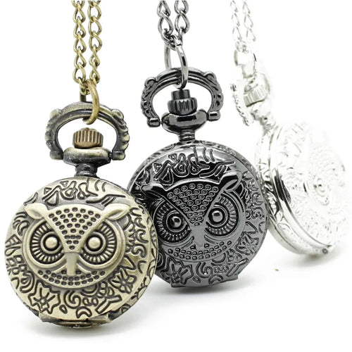 12pcs/lot Carved Owl Pocket Watch