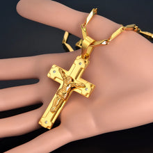 Big Stainless Steel Christian Crucifix Pendant Necklace