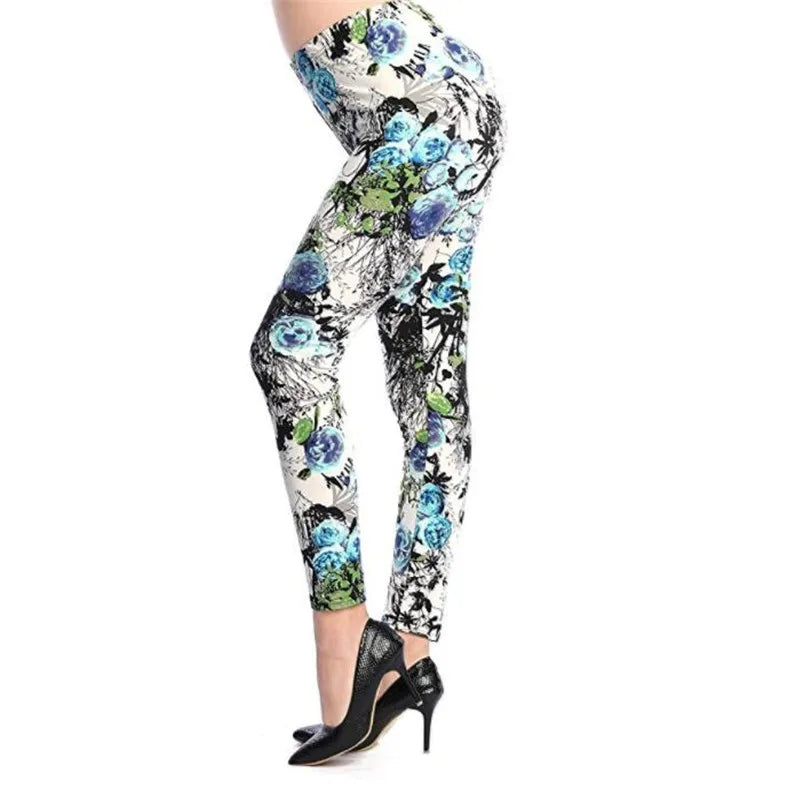 YRRETY Dark Floral Print Leggings