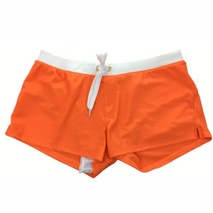 Two-tone Thigh High Draw String Swim Shorts