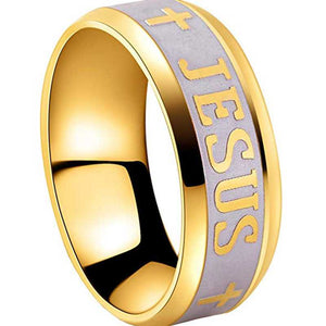 Stainless Steel Black Color Jesus Cross Ring