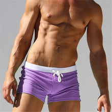 Two-tone Thigh High Draw String Swim Shorts