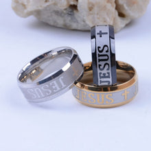 Stainless Steel Black Color Jesus Cross Ring