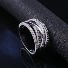 Twisted Design Finger Ring With Black & White Micro Paved Stones