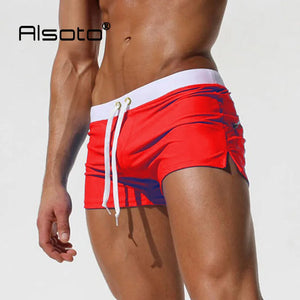 Two-tone Thigh High Draw String Swim Shorts