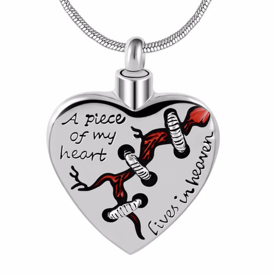 A Piece of My heart Lives in Heaven Locket Heart Urn Necklace