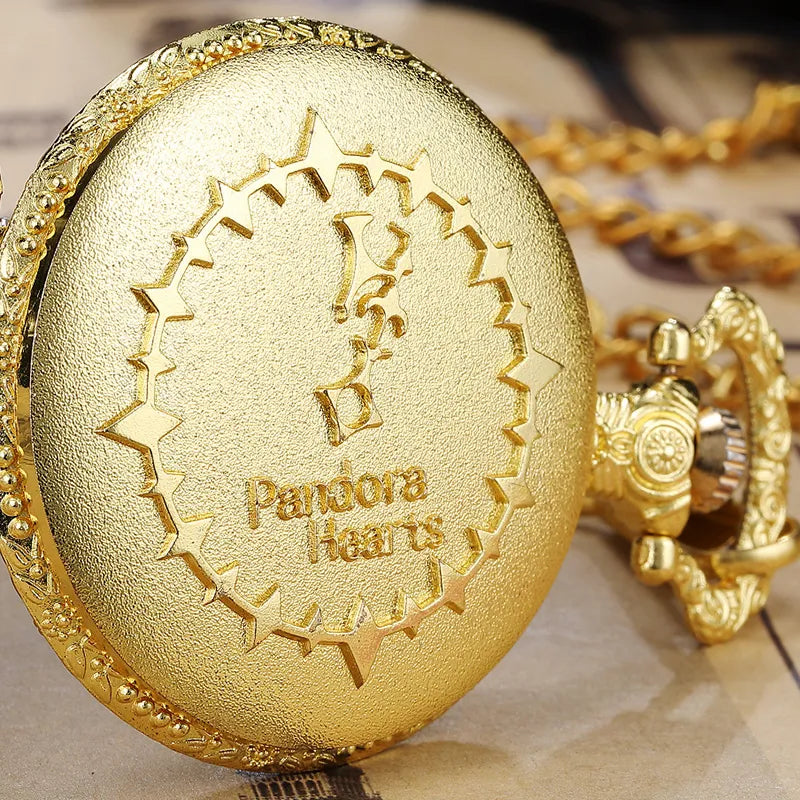 Round Golden Steampunk Quartz Pocket Watch With Waist Chain