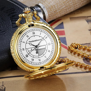 Round Golden Steampunk Quartz Pocket Watch With Waist Chain