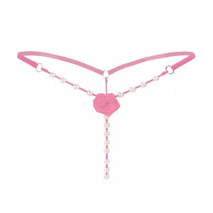 Rose Decorated Pearl G-String