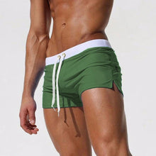 Two-tone Thigh High Draw String Swim Shorts