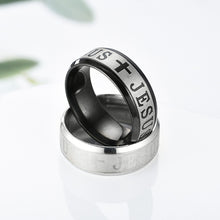 Stainless Steel Black Color Jesus Cross Ring