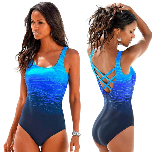 Criss Cross Back One-piece Bathing Suit