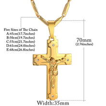 Big Stainless Steel Christian Crucifix Pendant Necklace