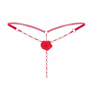 Rose Decorated Pearl G-String