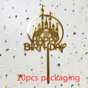 10Pcs Rose Gold Happy Birthday Cake Topper