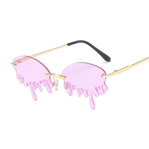 Rimless Trendy Tears Shaped Sunglasses