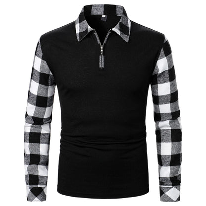 Long Sleeve Plaid Matching Zippered Shirt