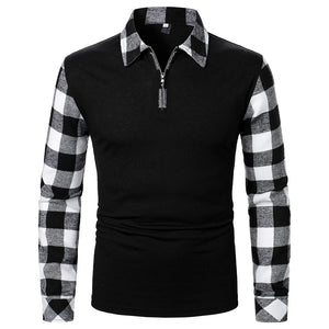 Long Sleeve Plaid Matching Zippered Shirt