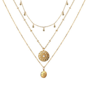 Long Layered Chain Necklace & Pendant Set