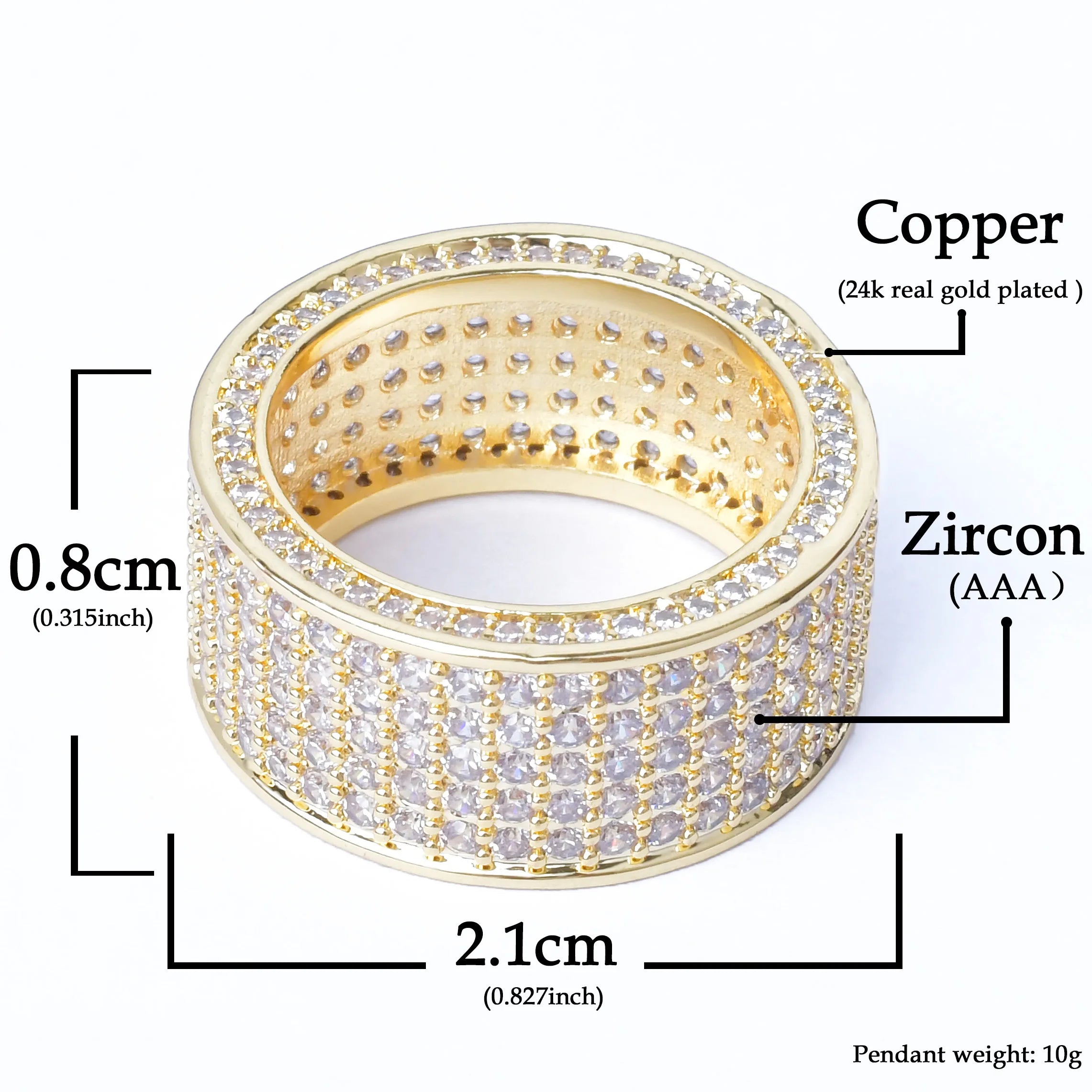 5 Row  Cubic Zircon Iced Men's Ring