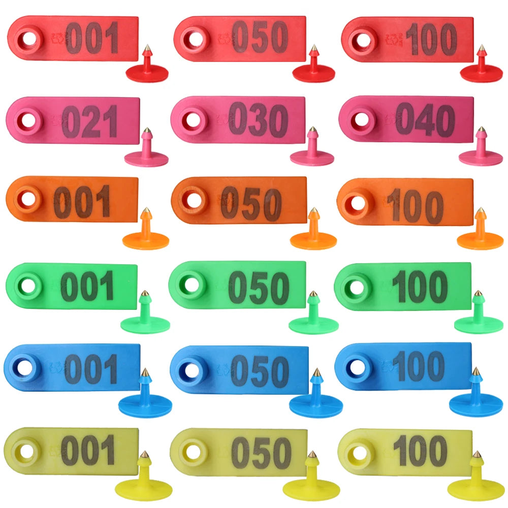 20PCS 6 Color Farm Animal Ear Plastic Tag