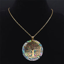Tree of Life Stainless Steel Abalone Shell Natural Necklace Chain