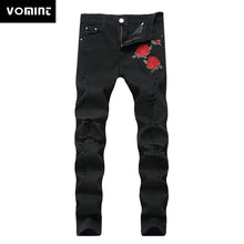 Black Ripped Floral Embroidered Stretch Skinny Jeans