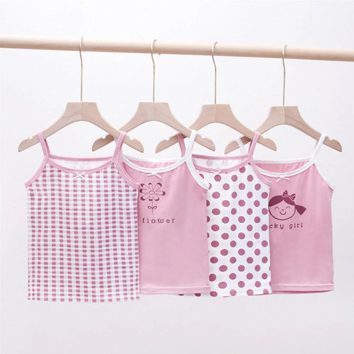 Cartoon Cotton Children Undershirts 4pcs