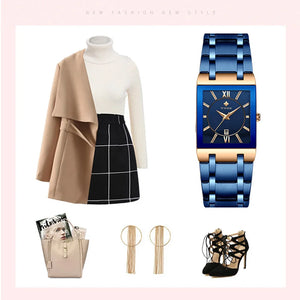 Square Face Roman Numeral Dial Ladies Watch