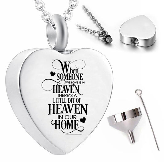 Heart-shaped Silver Cremation Pendant Necklace