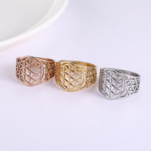 Elegant Flower of Life Stainless Steel Viking Ring