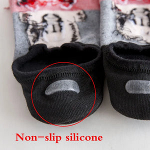 5 Pairs Cartoon Print Invisible Socks