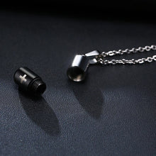 Vnox Hollow Pill Cross Engraved Cremation Urn Necklace