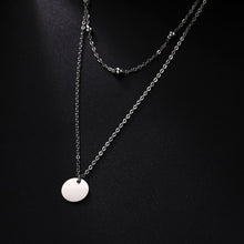 Double Layer Stainless Steel Round Pendant Necklace