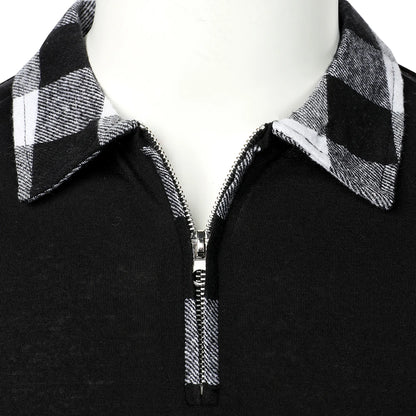 Long Sleeve Plaid Matching Zippered Shirt