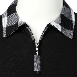 Long Sleeve Plaid Matching Zippered Shirt