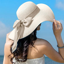 Straw Hat Bowknot Wide Brim Floppy Hat