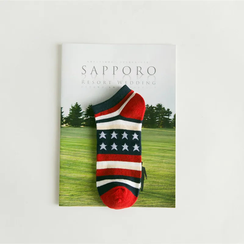 5 Pairs Fashion National Flag Cotton Socks