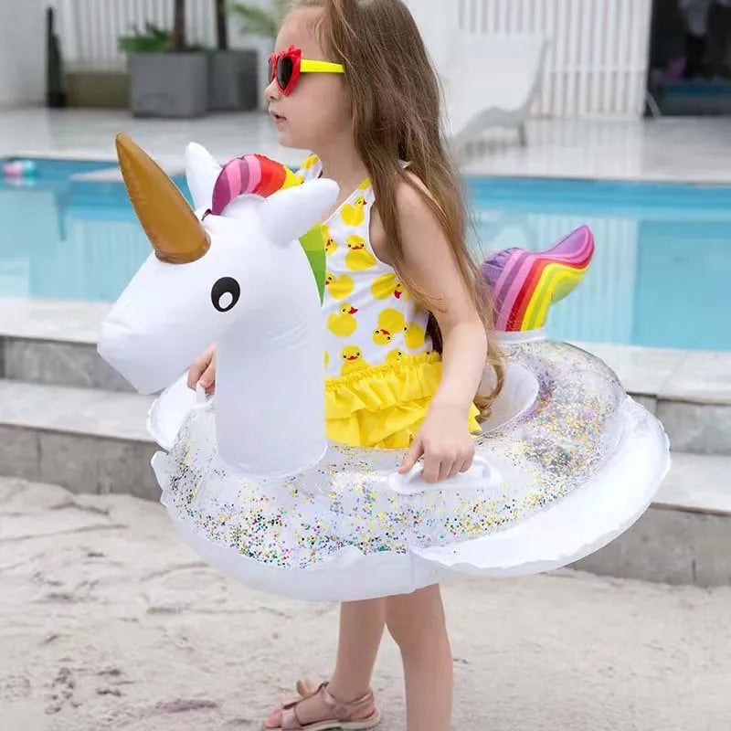 Inflatable Flamingo Kids Swimming Ring