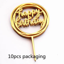 10Pcs Rose Gold Happy Birthday Cake Topper