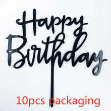 10Pcs Rose Gold Happy Birthday Cake Topper