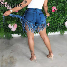 Tasseled High Waist Denim Shorts