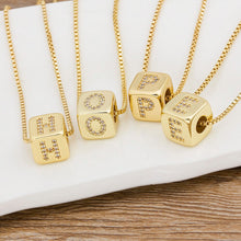 A-Z Initials Micro Pave Copper Cube Letter Pendant Necklace