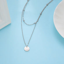 Double Layer Stainless Steel Round Pendant Necklace