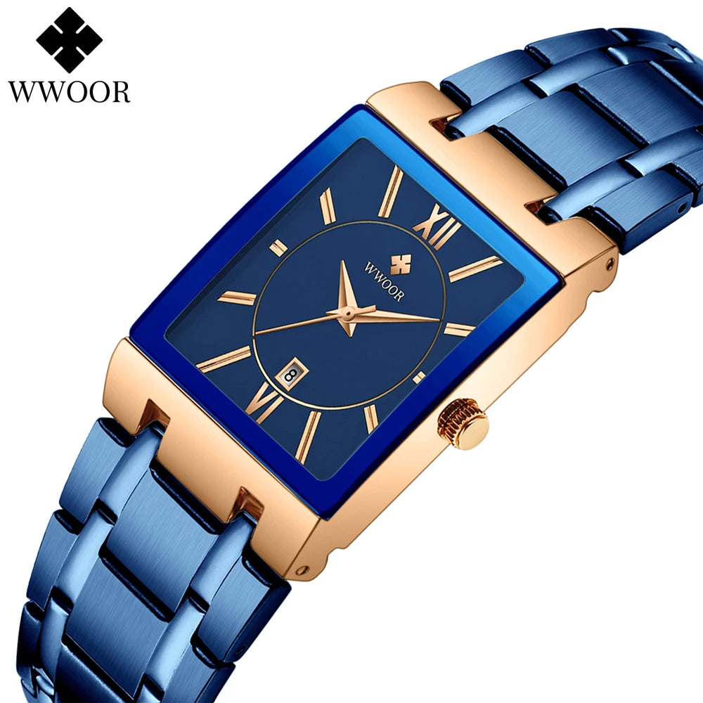 WWOOR Quartz Square Face Geneva Design Wrist Watch